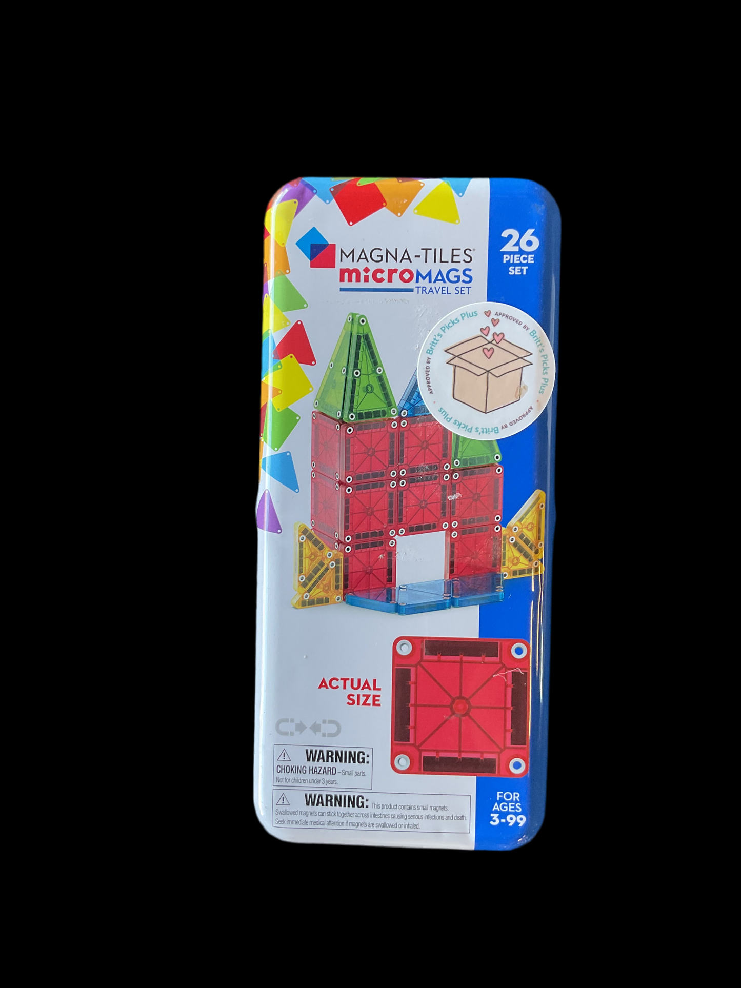 MAGNA-TILES microMAGS 26-Piece Travel Magnetic Construction Set – Bold Colors, The Original Magnetic Building Brand
