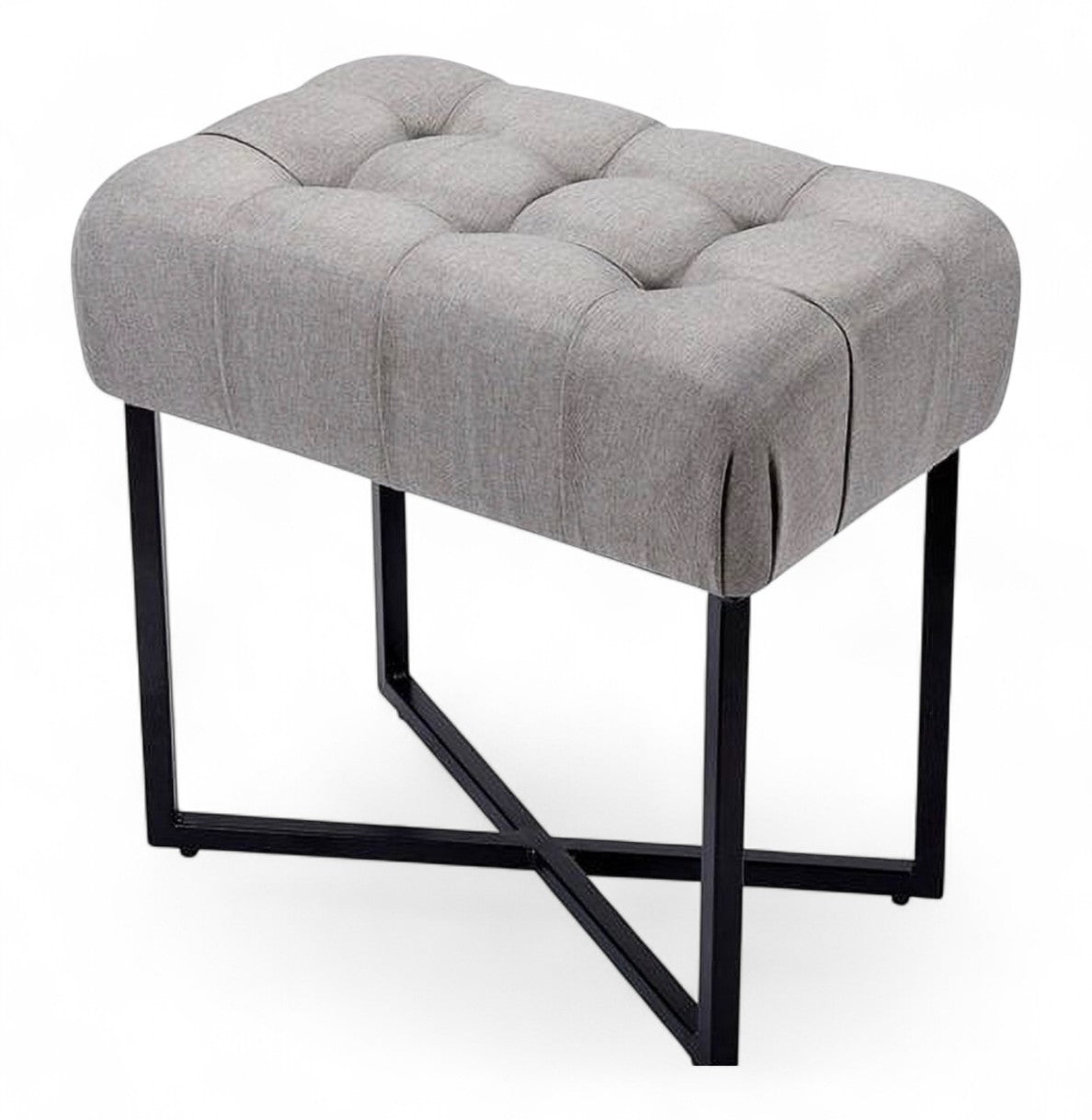 Grey Tufted Footstool
