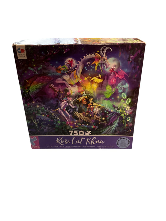 Ceaco Fantasy 750 Piece Puzzle Rose Cat Khan