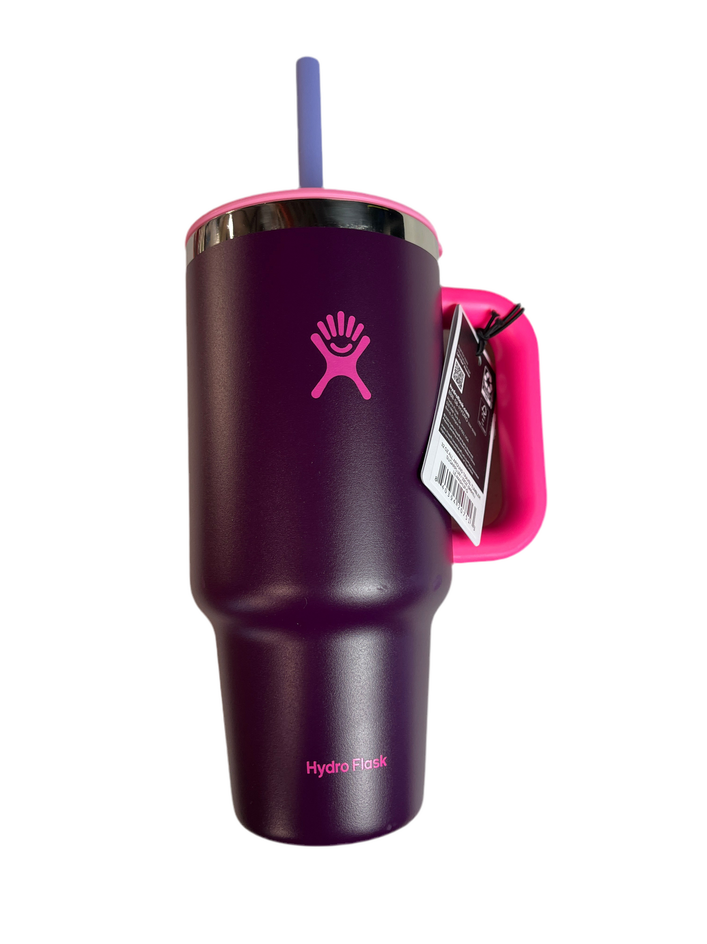 Hydro Flask 32 Oz Travel Tumbler with Handle, Lid and Straw - Insulated Stainless Steel in Sugarplum