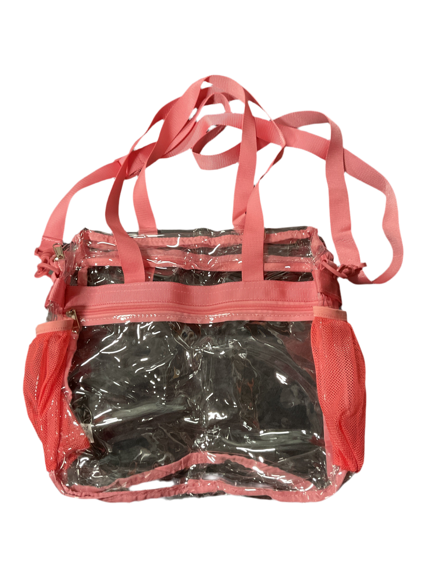 Paxiland Clear Bag for Stadium Events 12x6x12, Large Clear Tote Lunch Bag Stadium Approved with Reinforced Shoulder Straps for Concert Outfits and Festival, Transparent Handbag for Women - Pink