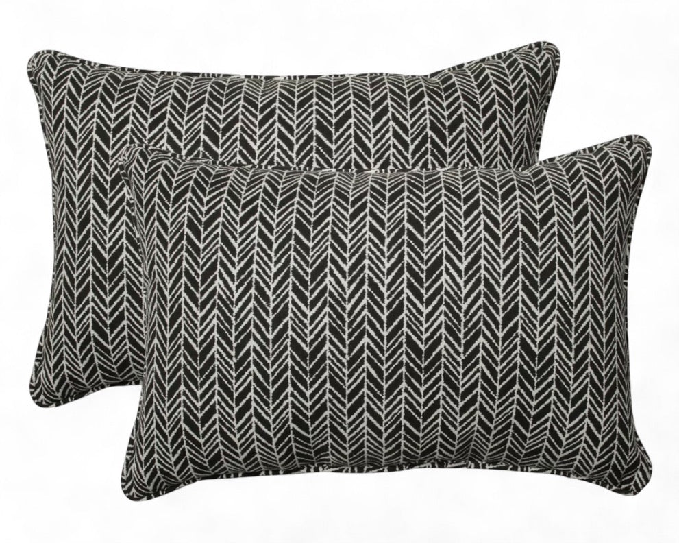 Black Rectangular Patio Pillow Set