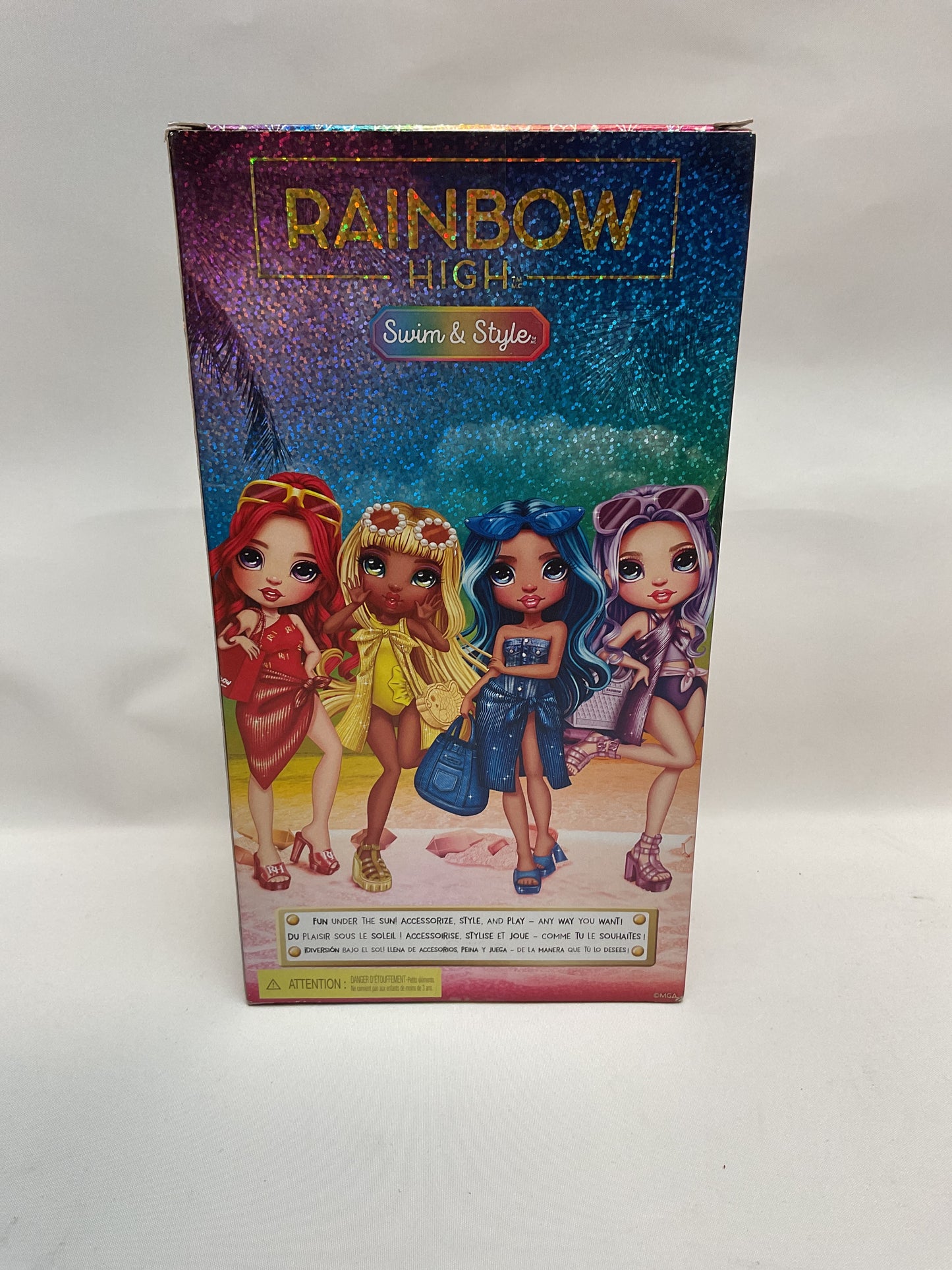 Rainbow High Swim & Style Sunny - Yellow 11" Blonde Fashion Doll with Shimmery Wrap to Style 10+ Ways, Swimsuit, Sandals, Fun Play Accessories, Great Toy Gift for Girls Ages 4-12 Years