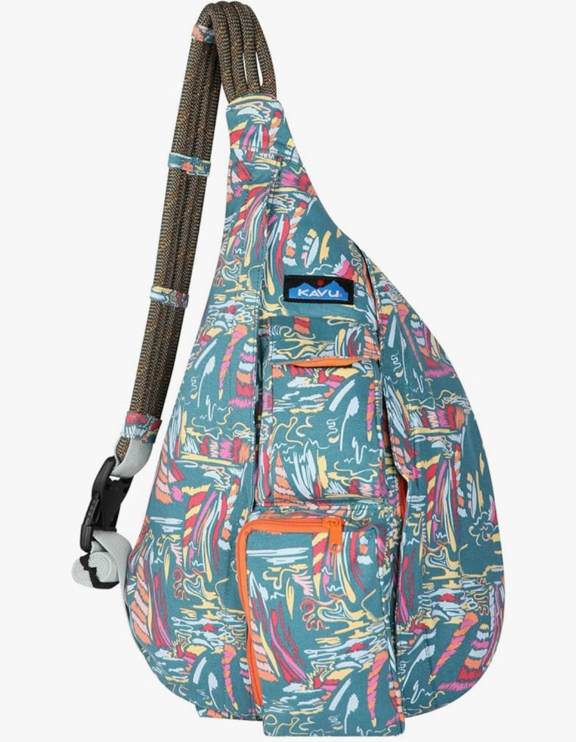 KAVU Original Rope Bag Sling Pack with Adjustable Rope Shoulder Strap - Sail Dreams