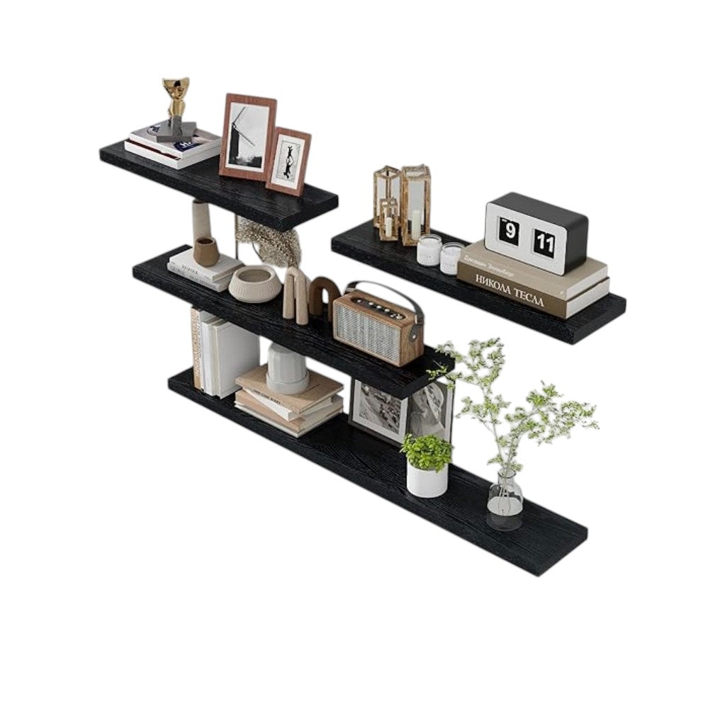 Black Natural Oak Floating Shelves 48" (Single)