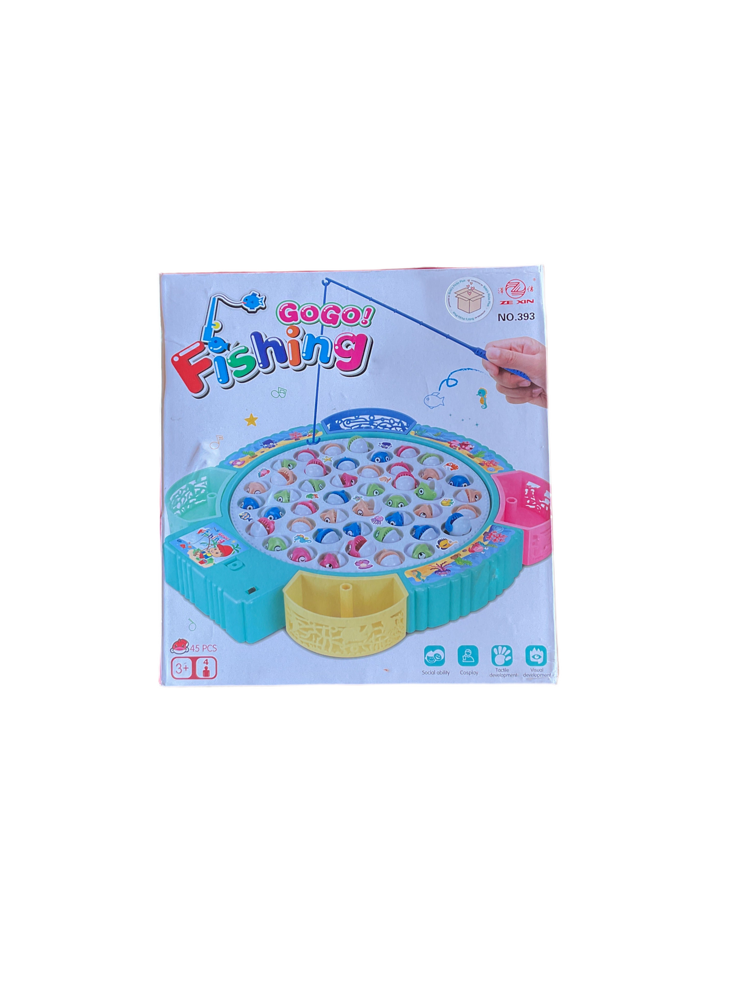 Magnetic Fishing Game Toys, Rotating Board Game with Music Including 45 Fishes and 8 Fishing Poles, Party Game Toys for Kids Age 3 4 5 6 7 and Up