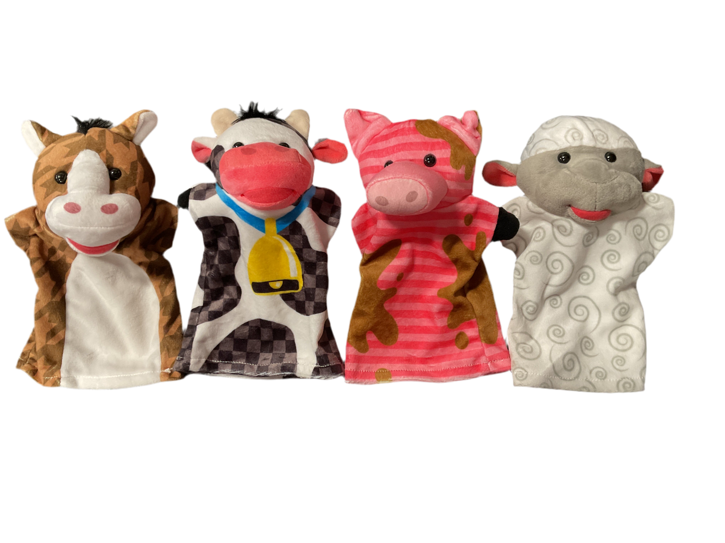Melissa & Doug Farm Friends Hand Puppets (Set of 4) - Cow, Horse, Sheep, and Pig