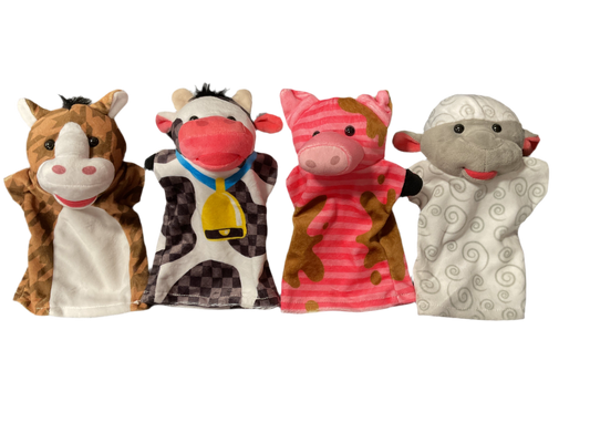 Melissa & Doug Farm Friends Hand Puppets (Set of 4) - Cow, Horse, Sheep, and Pig