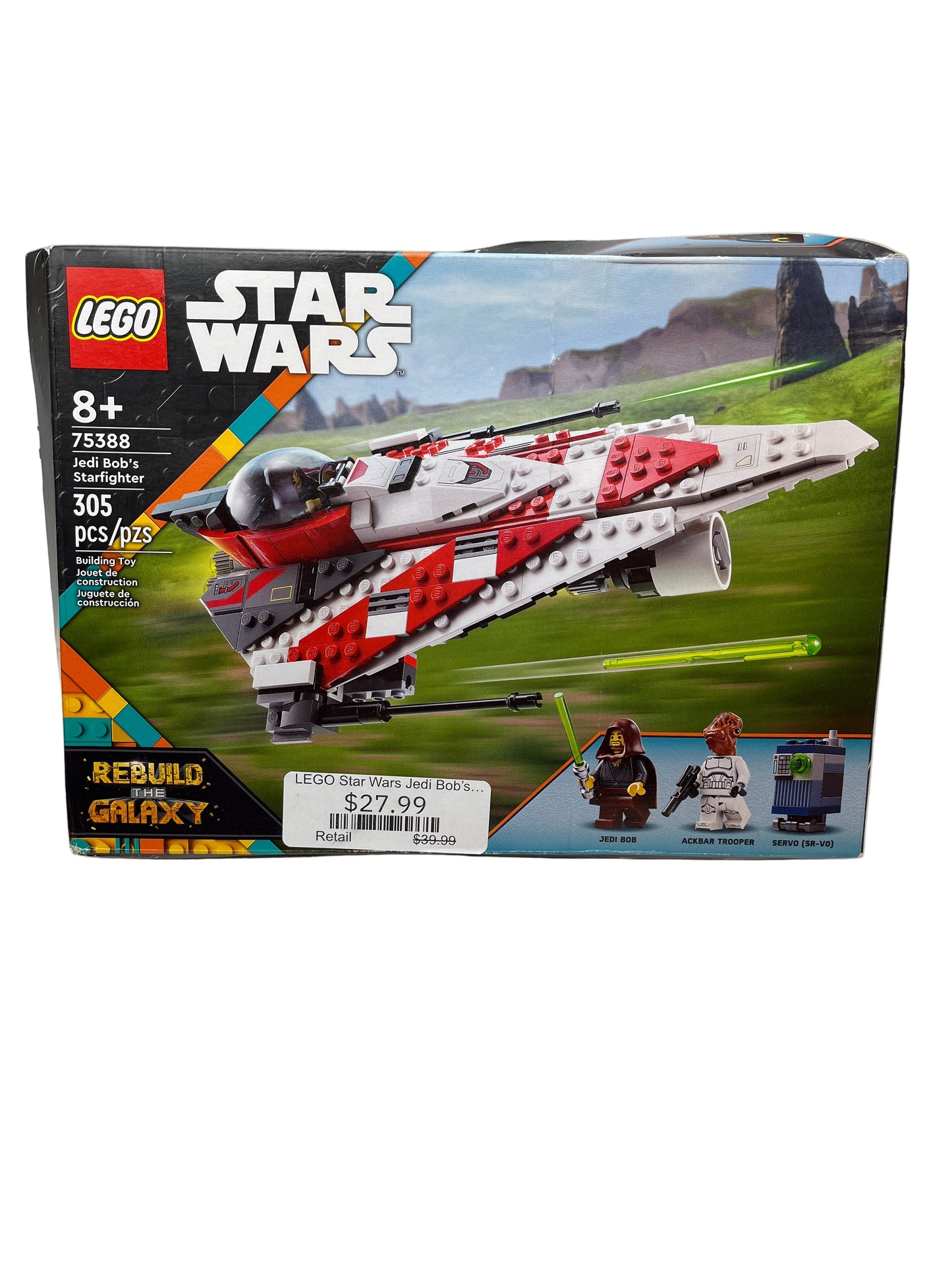 LEGO Star Wars Jedi Bob’s Starfighter Buildable Toy Vehicle, Brick Built Star Wars Starship with Jedi Bob Minifigure, Birthday Gift Idea for Boys, Girls or Any Fan Ages 8 and Up, 75388