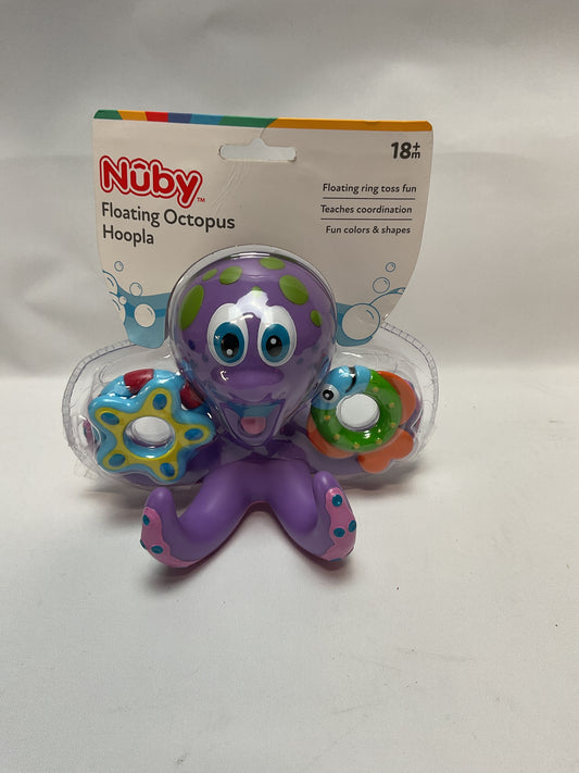 Nuby Floating Octopus Toy with 3 Hoopla Rings - Baby Bath Toy for Boys and Girls - 18+ Months - Purple (Pack of 1)