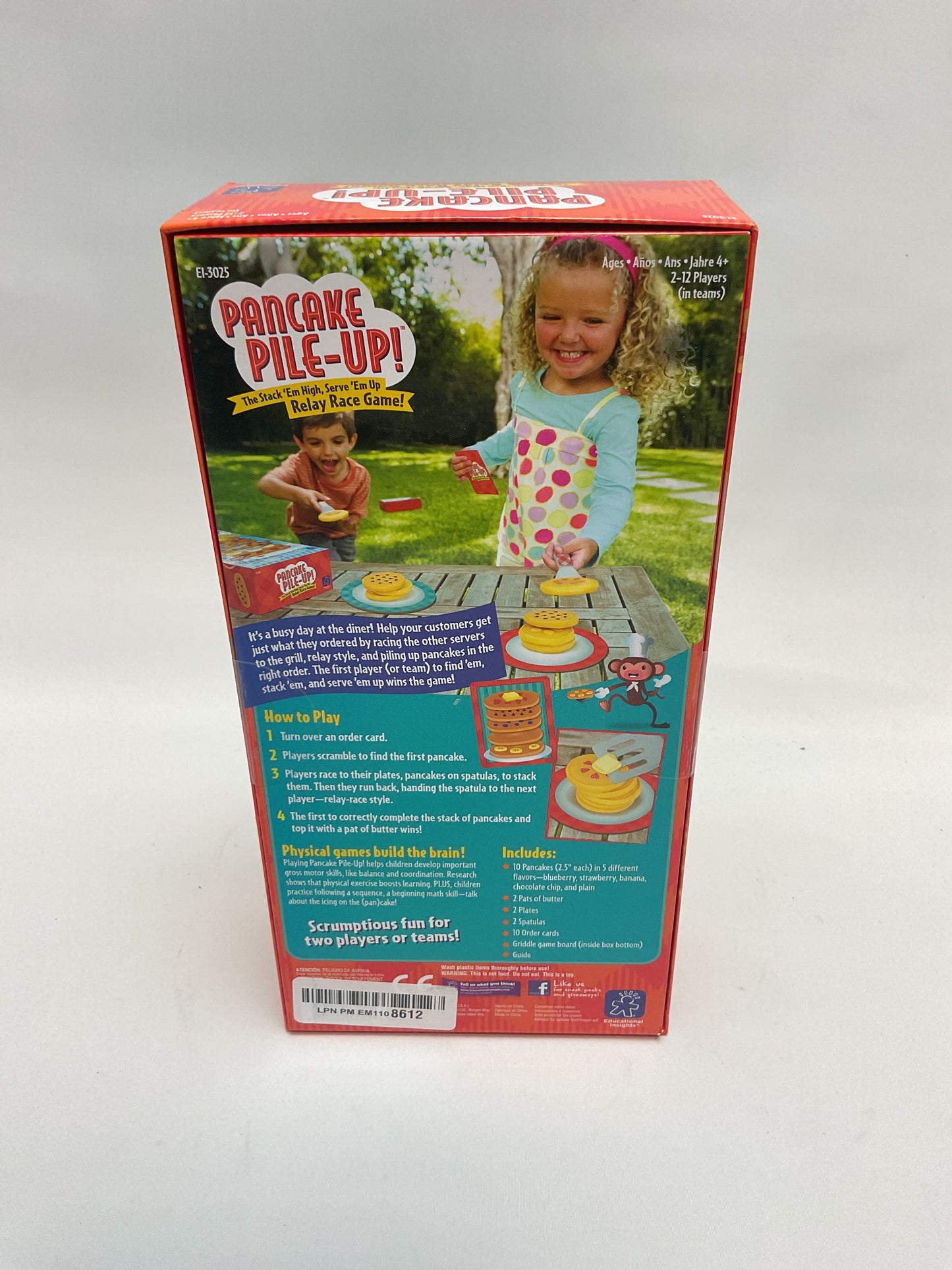 Educational Insights Pancake Pile-Up, Sequence Relay Board Game for Preschoolers, For 2-4 Players, Easter Basket Stuffers for Kids, Gift for Kids Ages 4+