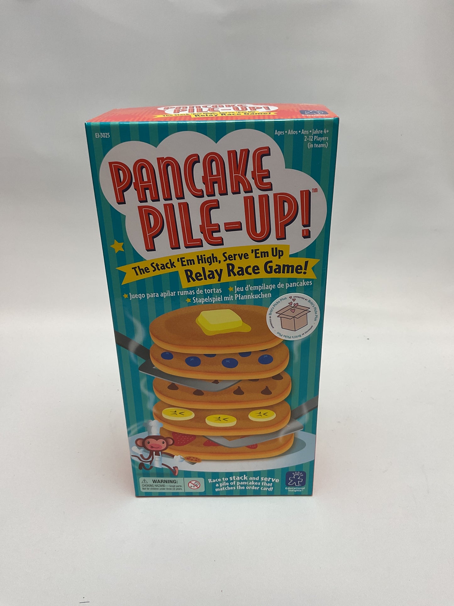 Educational Insights Pancake Pile-Up, Sequence Relay Board Game for Preschoolers, For 2-4 Players, Easter Basket Stuffers for Kids, Gift for Kids Ages 4+