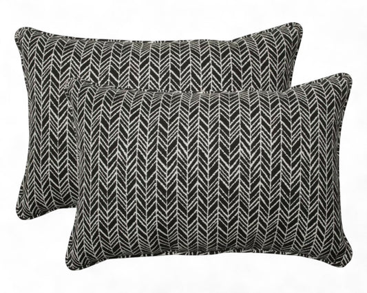 Black Rectangular Patio Pillow Set