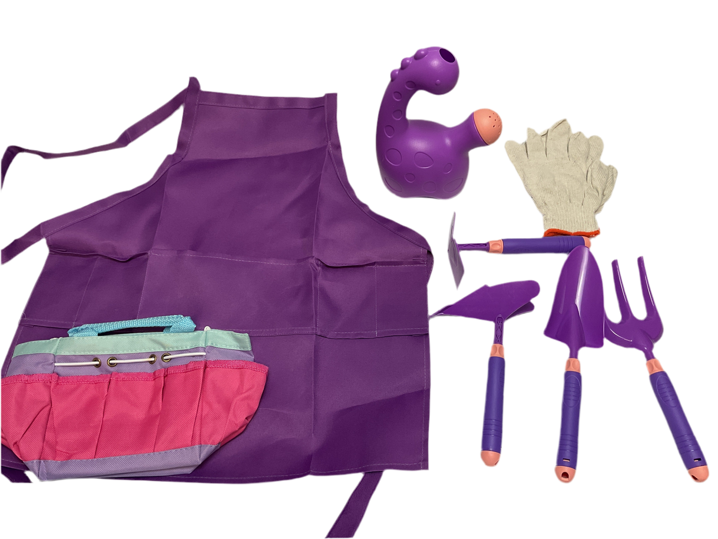 Losbenco 13 PCS Kids Gardening Tool Set for Girls Boys, Toddler Gardening Tools Set with Wheelbarrow, Flower Pot, Storage Bag, Rake, Fork, Shovel, Apron, Outdoor Garden Tool Play Set for Kids