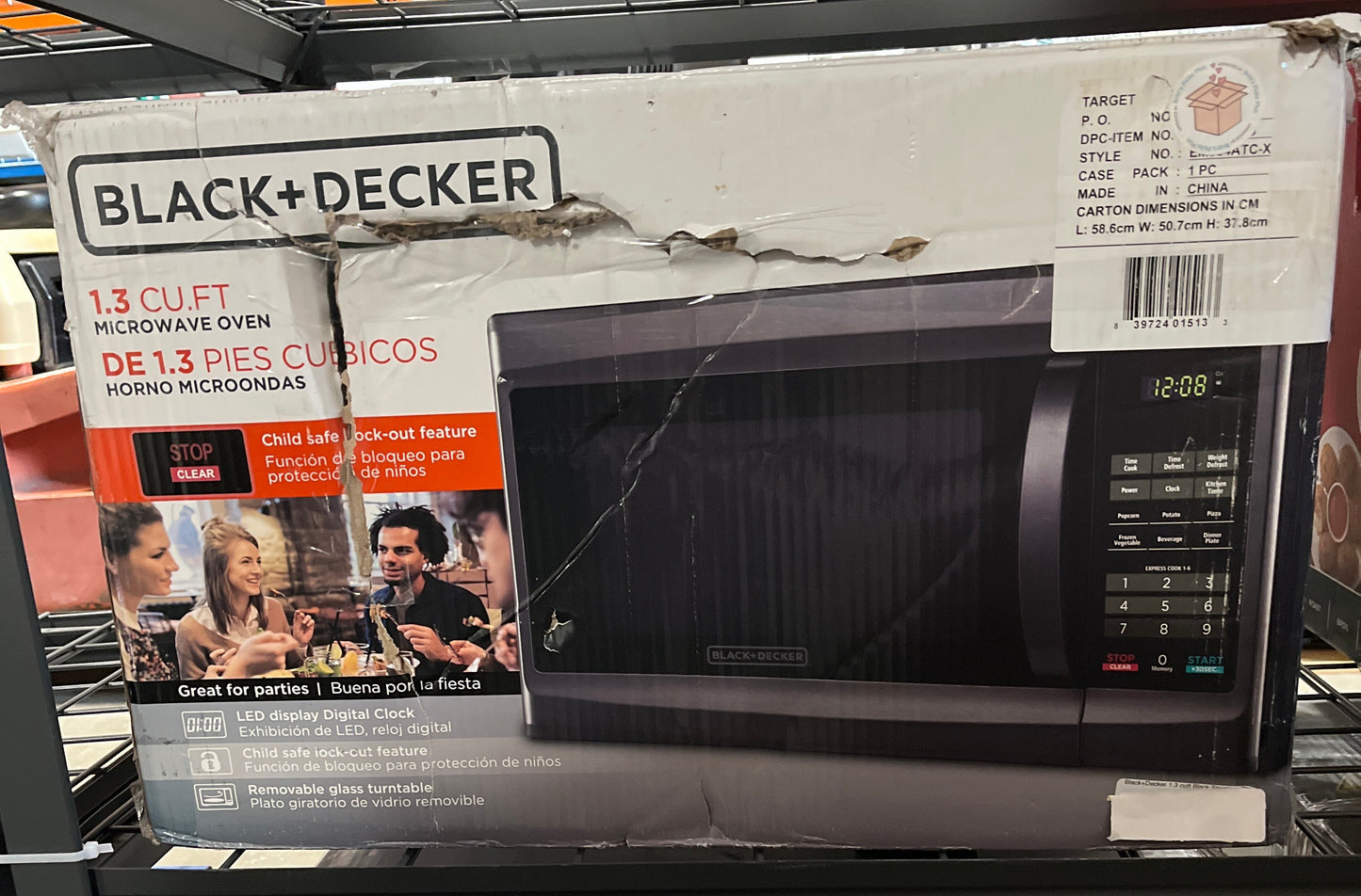 Black+Decker 1.3 cuft Black Stainless Steel Microwave