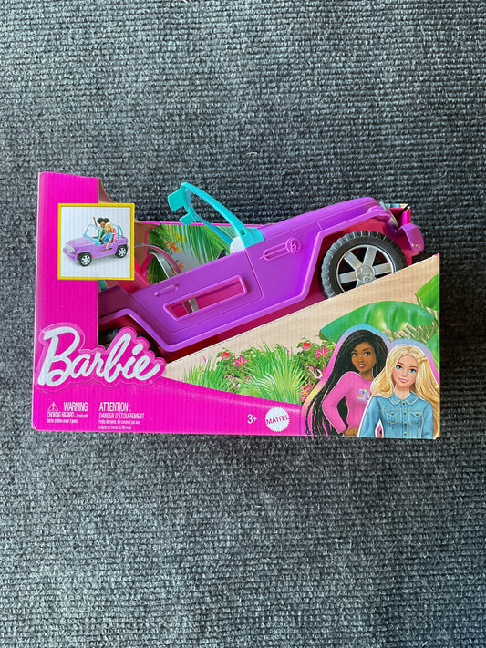 Barbie Toy Car, Doll-Sized SUV, Purple Off-Road Vehicle with 2 Pink Seats & Treaded, Rolling Wheels