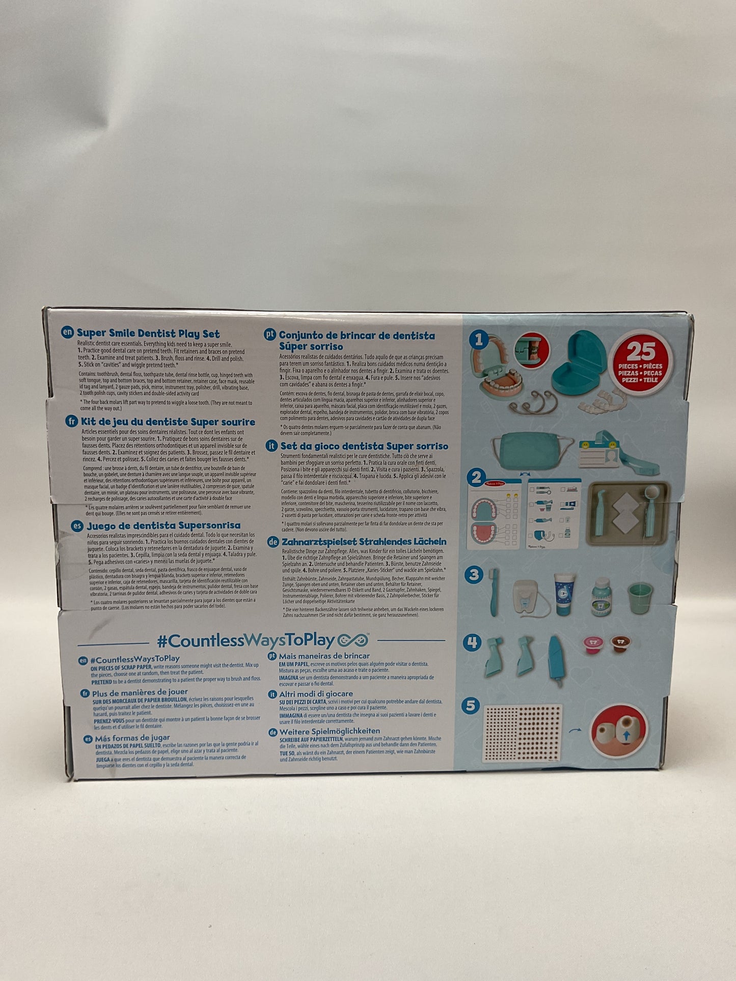 Melissa & Doug Super Smile Dentist Kit With Pretend Play Set of Teeth And Dental Accessories (25 Toy Pieces) Pretend Dentist Play Set, For Kids Ages 3+