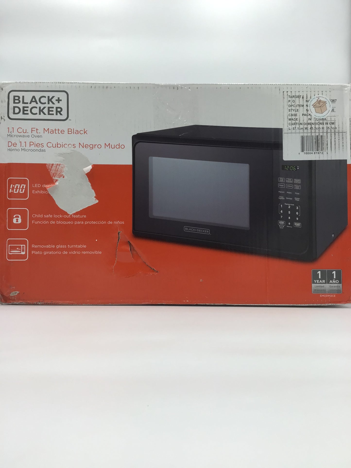 BLACK+DECKER 1.1 cu ft 1000W Microwave