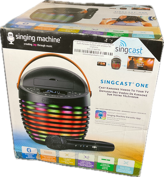 Singing Machine SingCast One Casting Bluetooth Karaoke System with wireless Microphone