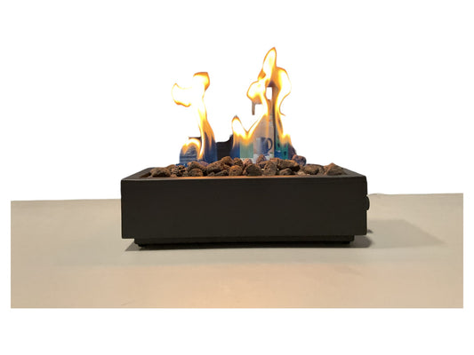Two Harbors Tabletop Fireplace 15" Black Rectangle