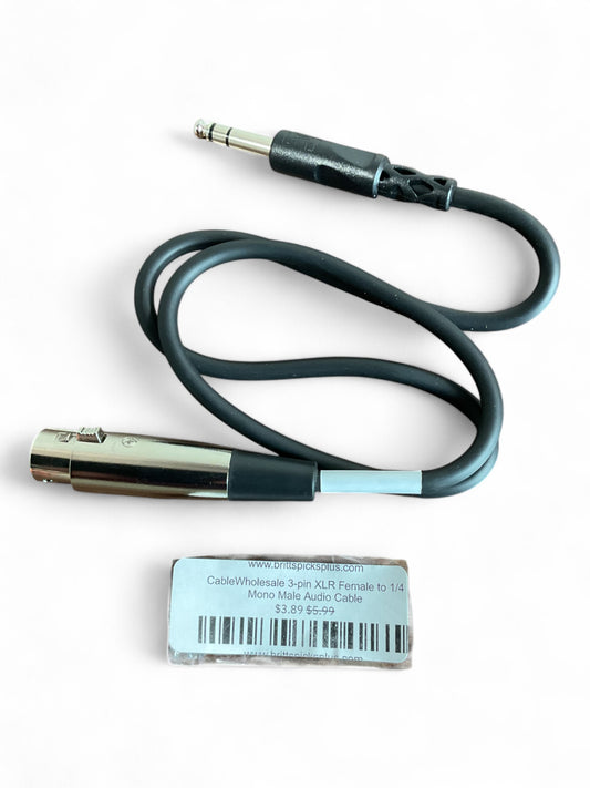 CableWholesale 3-pin XLR Female to 1/4 Mono Male Audio Cable