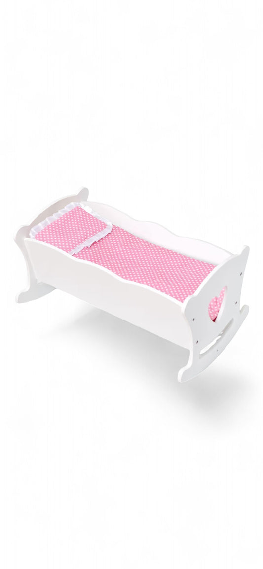 White Wooden Doll Cradle