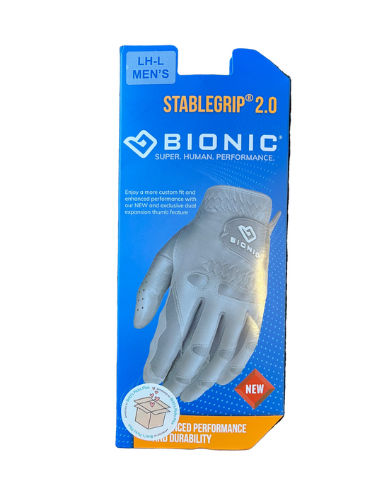 Men's StableGrip with NaturalFit 2.0 Golf Glove with Dual Expansion Thumb for Best Fit - Premium Cabretta Leather… (Gray, Large, Left)